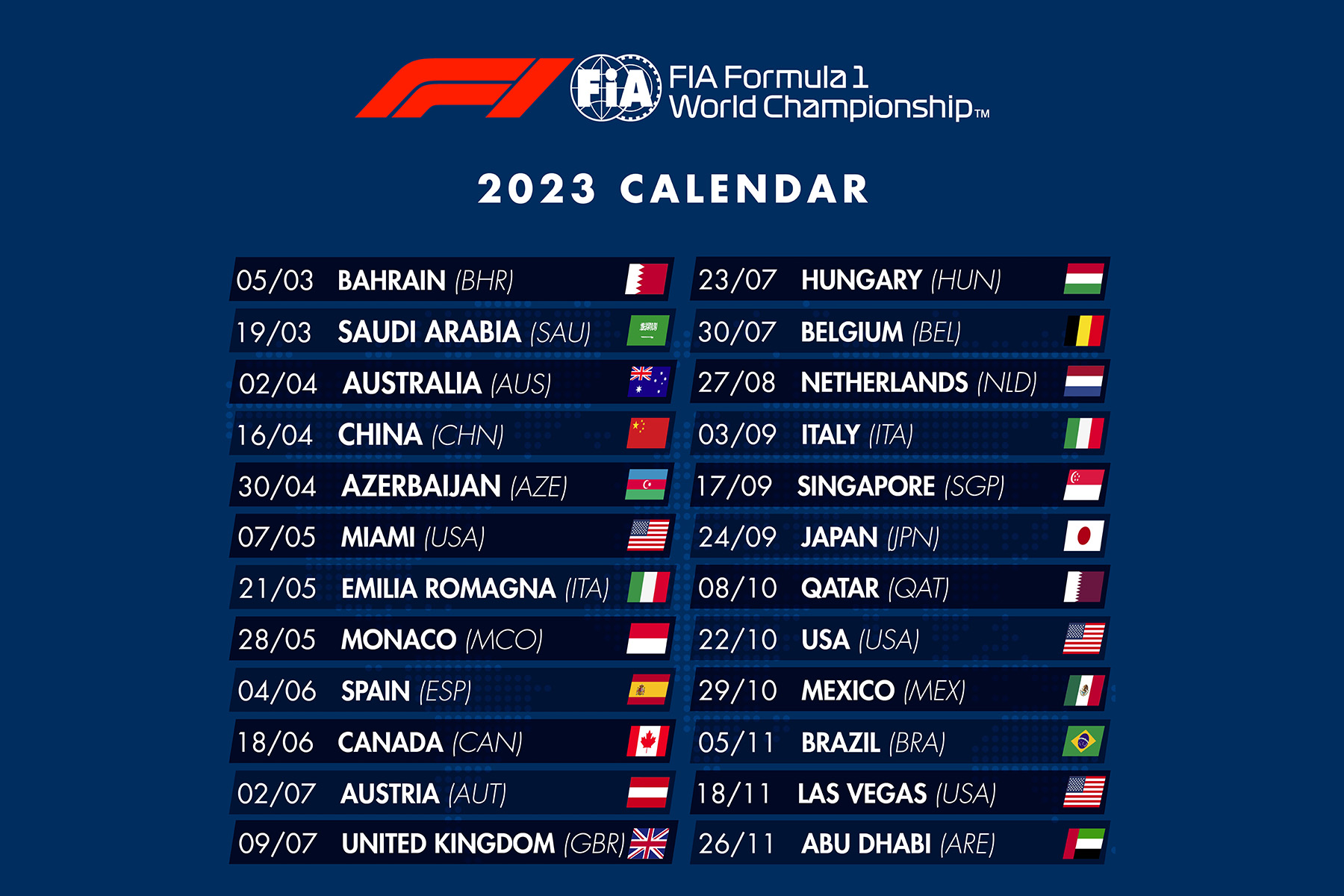 calendrier 2023